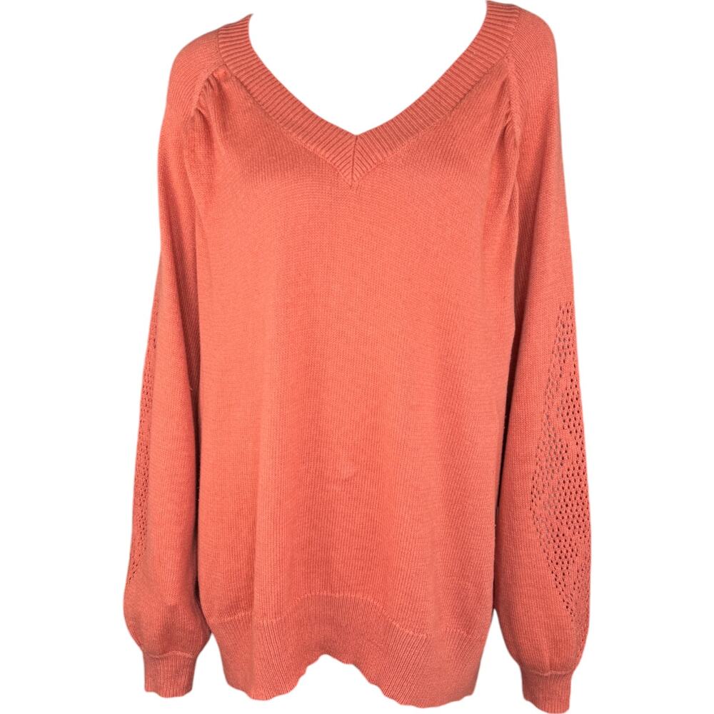 Anybody Sweater With Crochet Sleeve Applique Paprika‎ Size 2X